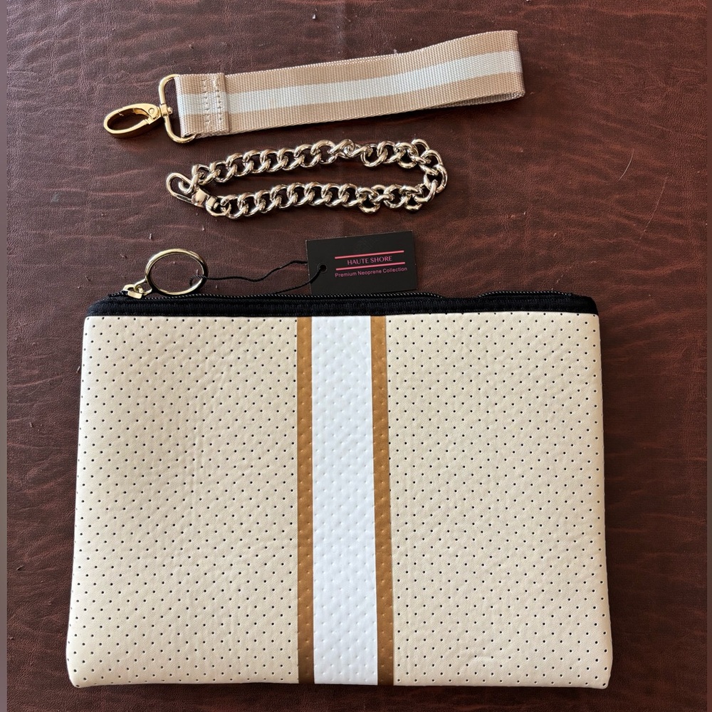 NWT HAUTE SHORE Beth Dune Neoprene Clutch with 2 straps